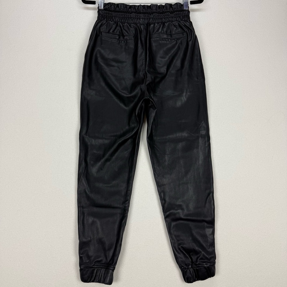 7 For All Mankind Black Faux Leather Jogger Pants - Picture 2 of 8